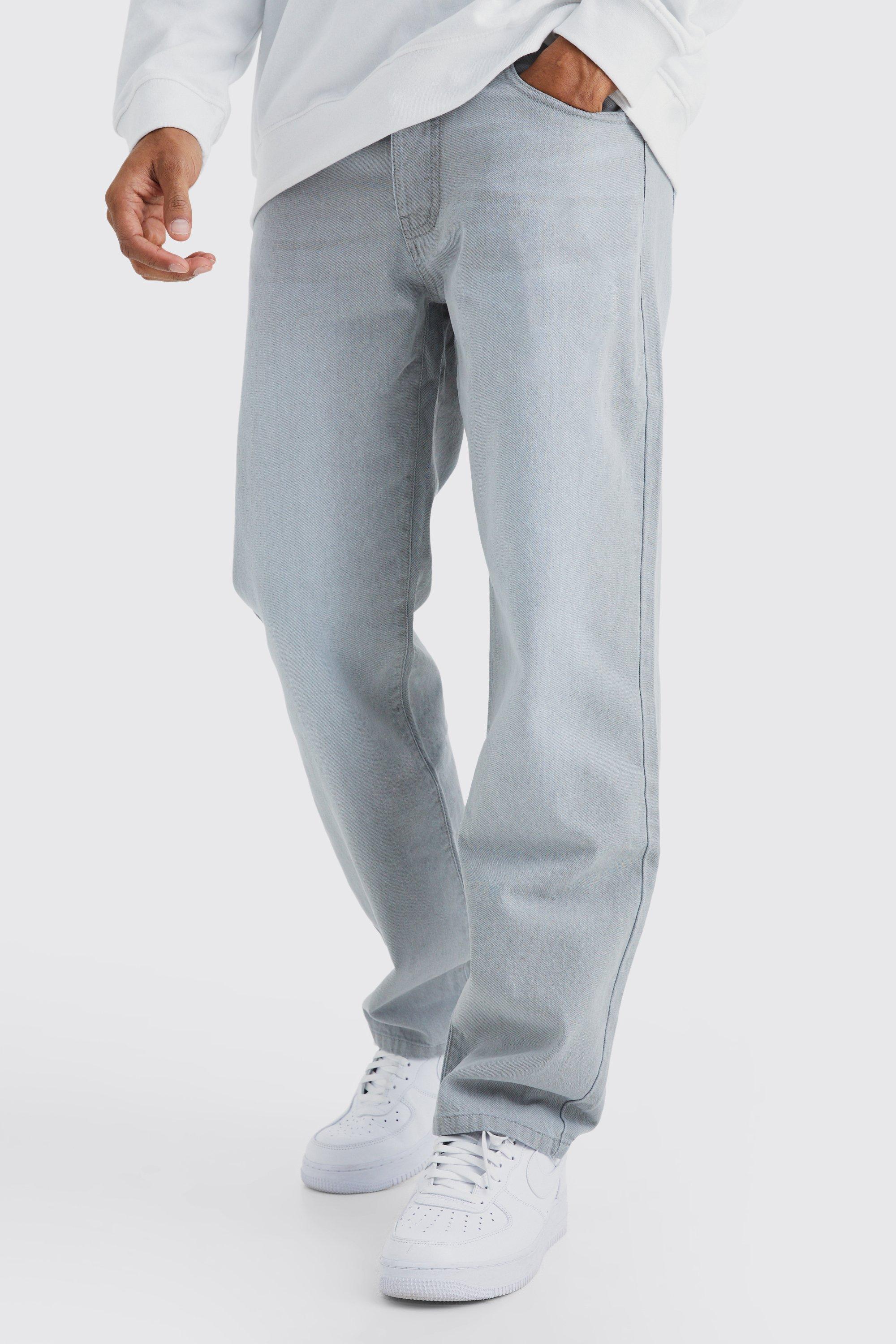 Mens Grey Relaxed Rigid Jean, Grey